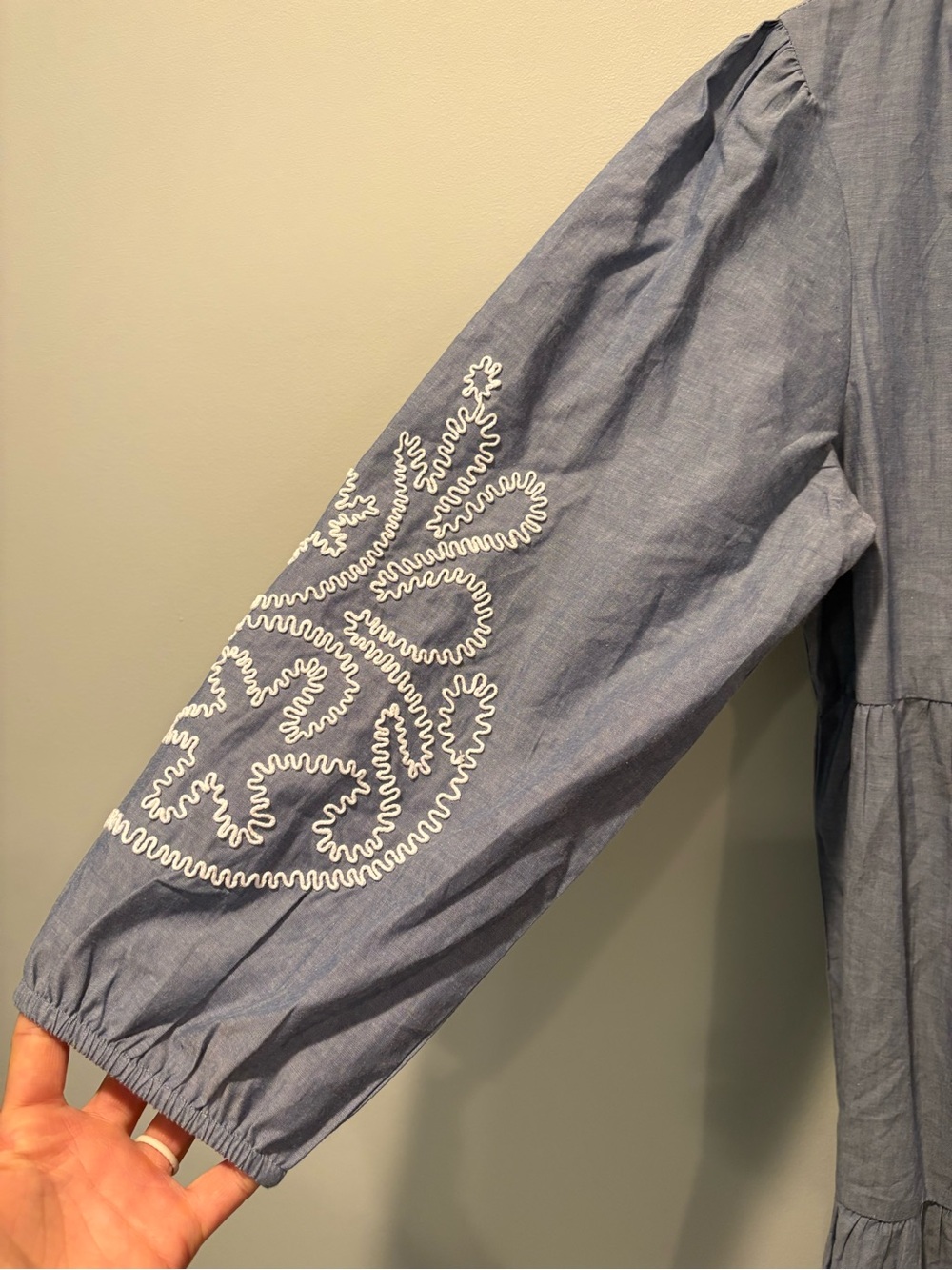 Tuckernuck Embroidered Chambray Long Sleeve Salty Paloma Caftan Sz S - Picture 9 of 15
